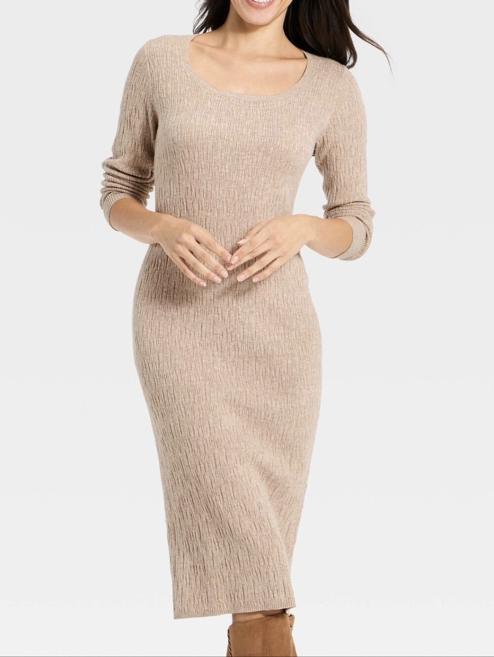 Long Sleeve Textured Transitional Midi Sweater Dress - Universal Thread XL NWT